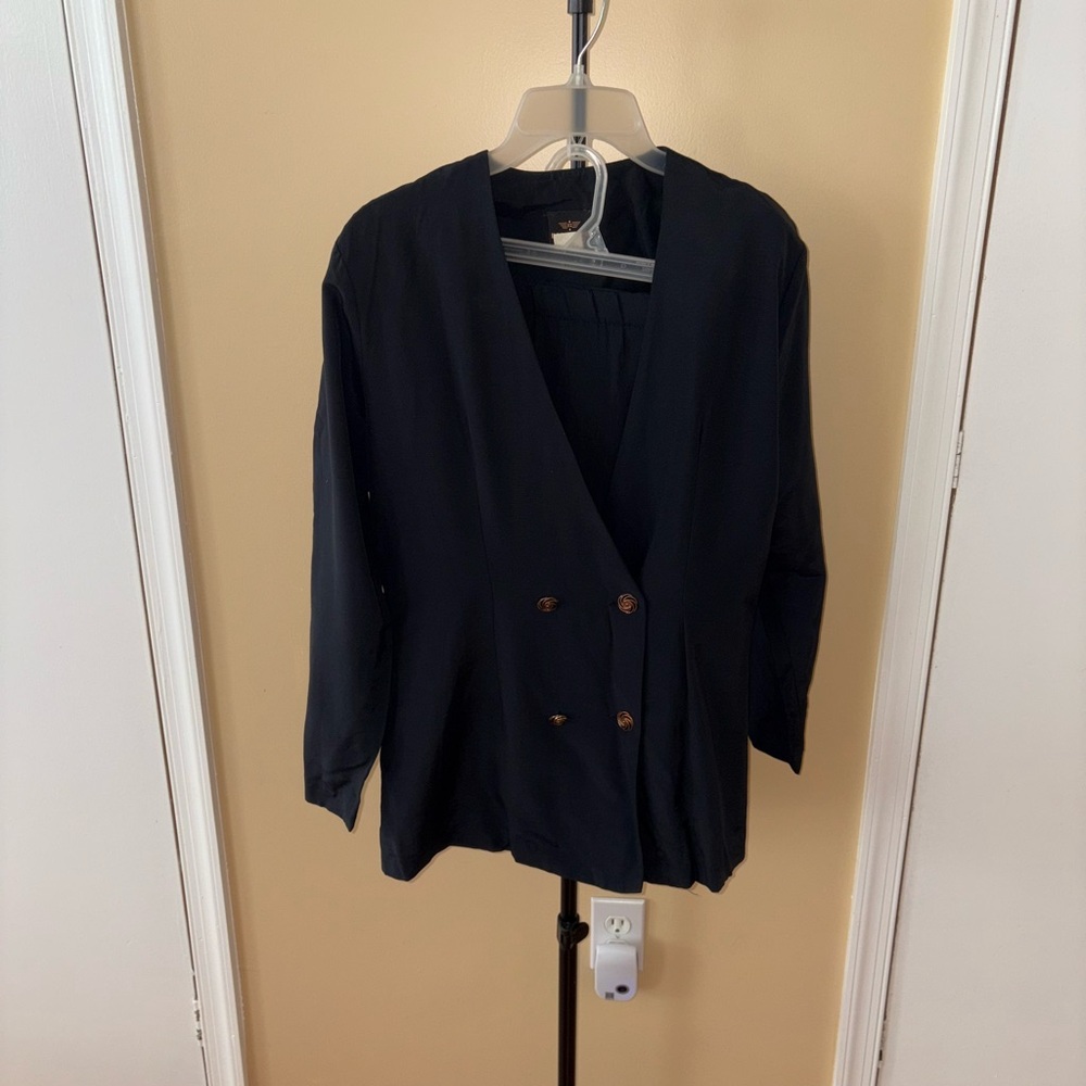 Body Zone Vintage Black Blazer & Skirt Two Piece Set - Picture 2 of 9